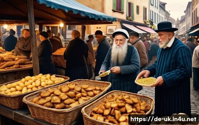 피쉬 앤 칩스 역사 - **Prompt: The Iberian Roots of Fried Fish and the Arrival of the Potato.**
    "A vibrant, historica...