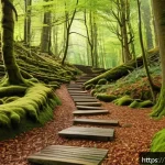 레이크 디스트릭트 트레킹 코스 - A peaceful hiking trail through Grizedale Forest in England, featuring lush green woodland with dens...